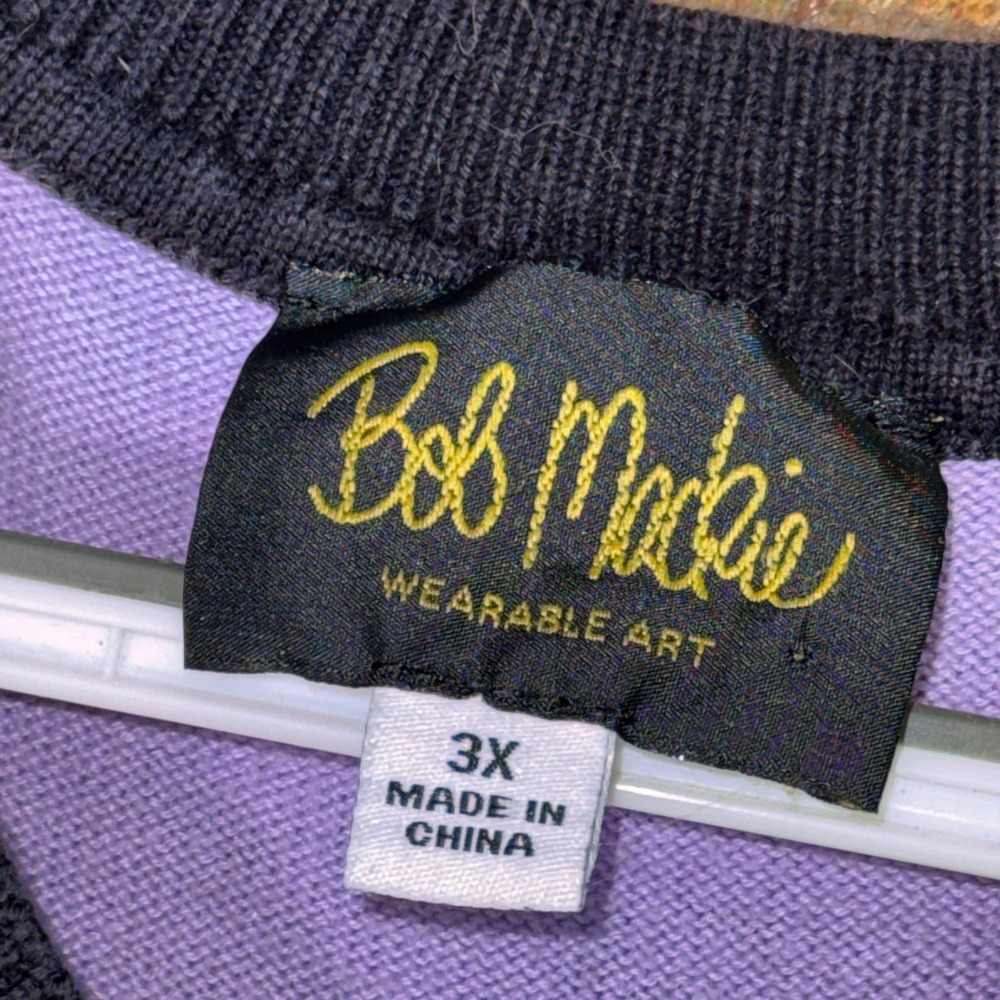 Bob Mackie Purple Floral Cardigan Button Sweater Whimsical Cottagecore 3X Plus - Picture 5 of 6